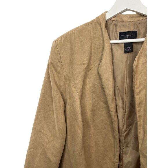 Investments Faux Suede Open Front Blazer Size 20W Tan - Picture 2 of 12